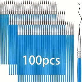 Resim 100 Mikro Detay Boya Fırçaları - Akrilikler, Yağlar ve Su Boyaları için İnce Uç Nylon Kıllar - Yüz Sanatları ve El Sanatları için Harika, Mavi 