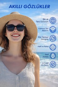 Resim C&M Global Store Güneş Gözlüğü Akıllı Bluetooth Gözlük | Mavi Işık Önleyici | UVA,UVB | Müzik ve Sesli Konuşma 