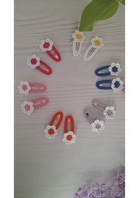 Resim Örgü Papatya Toka 12'li Set 