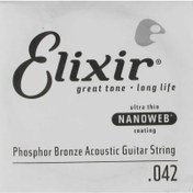 Resim Elixir 14142 Nanoweb Phosphor Bronze Tek Akustik Gitar Teli (42) 