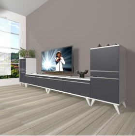 Resim Decoraktiv Eko 9200t Mdf Retro Tv Ünitesi Tv Sehpası Beyaz Antrasit 