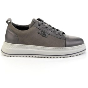Resim Bambi Gri Gri Hakiki Deri Erkek Sneaker E01398071201 
