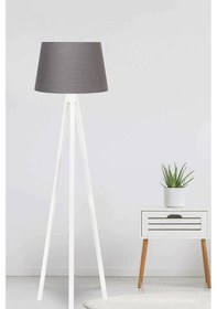 Resim 3 Ayaklı Ahşap Lambader Kumaş Antrasit Mdf Beyaz Ly570 