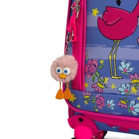 Resim Flamingo Desenli 4 Tekerlekli Çocuk Valizi, Eğlenceli Seyahat Arkadaşı - Flamingo Desenli 