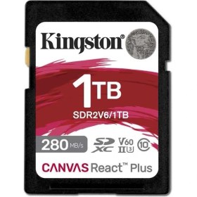 Resim Kingston Sdr2V6-1Tb Canvas React Plus Sdxc Uhs-İi 280R-150W U3 V60 For Full Hd-4K Sd Hafıza Kartı 