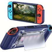 Resim Gaojunshop01 Nintendo Switch Oled İçin Dayanıklı Abs Şok Emici Mavi Taşıma Çantası 