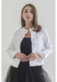 Resim Beyaz Power Strech Çıt Çıtlı Slim Fit Denim Ceket 0581 Beyaz 