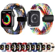 Resim Sones iOS Uyumlu Watch Se 40mm İçin Manyetik Katlanır Toka Dokuma Watch Band 