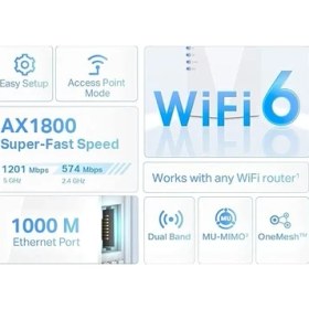 Resim RE600X, AX1800 Mbps Onemesh Wi-Fi 6 Menzil Genişletici, 1 Gigabit Bağlantı Noktası, Dahili Access Point Modu ile Geniş Bant/wi-Fi Güçlendirici/hotspot 