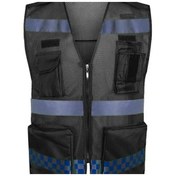 Resim Motosiklet Reflektörlü Yelek Polyester Kumaş Çok Fonksiyonlu Cepler Motor Yelek Siyah 