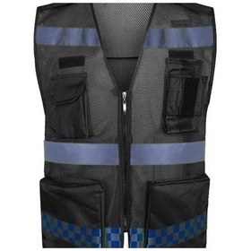 Resim Motosiklet Reflektörlü Yelek Polyester Kumaş Çok Fonksiyonlu Cepler Motor Yelek Siyah 