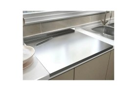 Resim Feyza Design Çok Amaçlı Paslanmaz Metal Kesme Tahtası, Dayanıklı ve Şık Tasarım 
