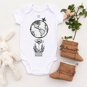 Resim TUĞBABABY Unisex Bebek Uçan Dünya Baskılı Body Zıbın 