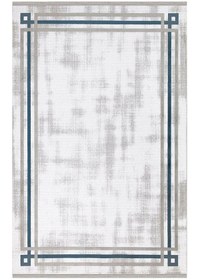 Resim İpek Mekik Halı Gaspara Serisi 14860 Salon Oturma Odası Halısı Beyaz - Gri - Mavi 