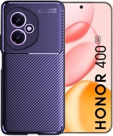 Resim Honor 400 Uyumlu Silikon Kılıf Karbon Desenli Darbe Emici Autofocus Tam koruma Kapak -Lacivert 