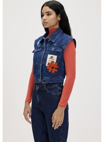 Resim Bad Bear Joanne İndigo Kadın Denim Yelek Koyu Mavi 