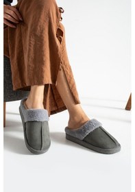Resim Unisex Peluşlu Ev Terliği Füme 