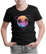 Resim Summer Night Lights Siyah Çocuk Tshirt 