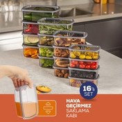Resim 16'lı Hava Geçirmez Saklama Kabı Seti Antrasit 4x(250-500-750-1200 Ml) Vienev