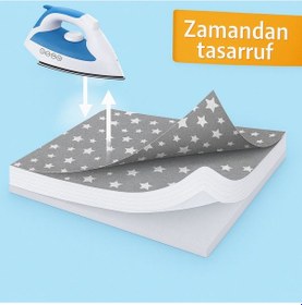 Resim Ütü Masası Kılıfı Keçeli Gri Yıldızlı Desen Battal Boy Xxl Pamuklu Yanmaz Üretim Gri - Beyaz 