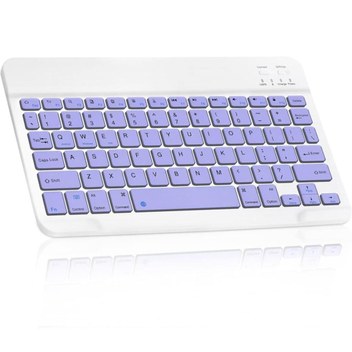 TezMax Gtx Jaculus Spreadtrum T618 10.4" Uyumlu Kablosuz Bluetooth Şarj Edilebilir Mini Q Klavye - Mor