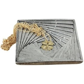 Resim Dekoratif Kase Takı Kutusu Yüzük Kolye Kutusu Mum Tabağı Takı Organizer Model 3 - Gümüş Eskitme 