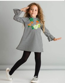 Resim Denokids Mushi Floral Ekose Elbise 