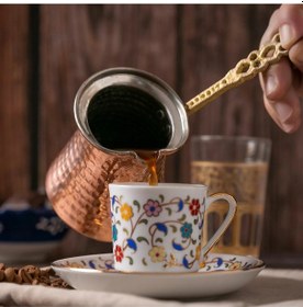 Resim El Yapımı Dövme Bakır Cezve Tek Fincanlık 1. Kalite 