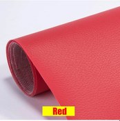 Resim Kendinden Yapışkanlı Deri Yama Kanepe Tamir Yenileme Deri Etiket Mobilya Masa Red 25x30cm 
