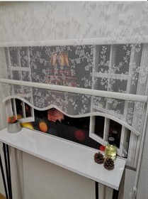 Resim Çift Mekanizmalı Tül Ve Stor Perde - Model 6 Beyaz 