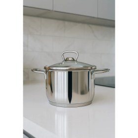 Resim YUNUSOĞLU HOME Elora 6 Parça 304 Kalite Paslanmaz Çelik Güveç Tencere Seti Cam Kapaklı 14-16-18 cm 