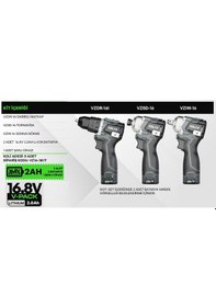 Resim Voltz VZ16-3KIT 16.8V Çift Akülü Vidalama + Somun Sökme + Tornavida 3'lü Set 