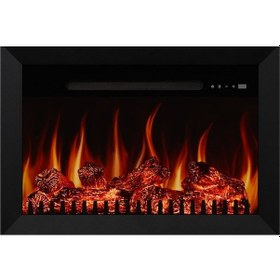 Resim Alaf 80 Derin- Isıtmalı Elektrikli Şömine Sınırsız Renkli Metal Çerçeveli 