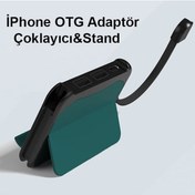 Resim Ally C05 Çok Fonksıyonlu Iphone Otg Adaptör Çoklayıcı&Stand-Siyah,Yeşil 