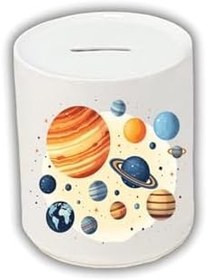 Resim Karma Gezegen Baskılı Kumbara - Para Biriktirme Kumbarası 