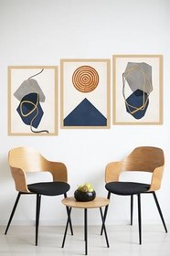 Resim Kututr Modern Minimal Geometrik Soyut 3'Lü Çerçeve Görünümlü Tablo Seti Crvs1141,Çerçevesiz Crvs1141 21 X 30 