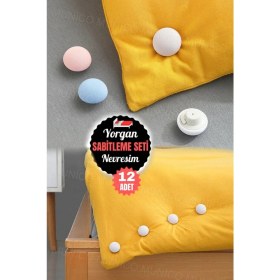 Resim 12'li Nevresim Klipsi ve Yorgan Düğmesi Seti, Pratik Yatak Düzenleme Çözümü 