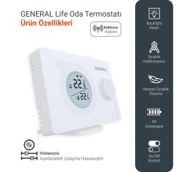 Resim General Life Mitra 220 Rf Kablosuz Dijital Oda Termostatı 