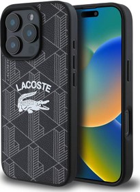 Resim İphone 16 Pro Max Uyumlu Kılıf Lacoste Lisanslı Magsafe Özellikli Mono Vintage Logo Siyah 