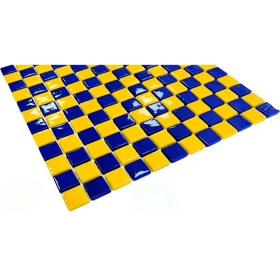 Resim Mutfak Tezgah Arası, Havuz, Banyo, Sauna, Spa, Iç ve Dış Dekorasyonda Tüm Yüzeyler Için, 25X25MM. Fenerbahçe 31.5X31.5CM. Fileli Cam Mozaik. (10 File Karo = 1 M2 Fiyatıdır ) 