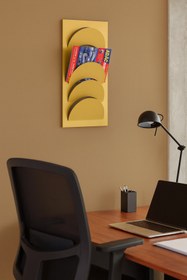 Resim Venon Mat Gold 35x65 Metal Duvar Tipi Dergilik Broşürlük Modern Tasarım Duvar Organizeri Katalog Rafı 