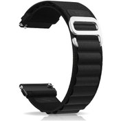 Resim Sunshine022 Siyah 20mm Nylon Saat Kayışı Galaxy Watch 4/5 Pro Cırt Cırtlı Hafif 