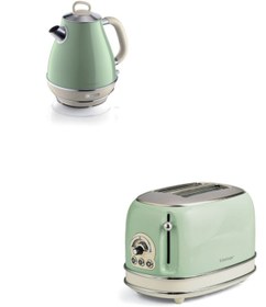 Resim ARİETE Vintage Kettle Ve Ekmek Kızartma Makinesi Yeşil 