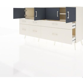 Resim Kronos Konsol 4 Raflı 6 Çekmeceli 4 Kapaklı 176x59x99 Aytaşı-antr Aytaşı-antrasit/aytaşı 