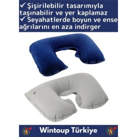 Resim Premium Yüksek Kaliteli Portable Şişirilebilir Taşınabilir Yolcu Seyahat Ense Boyun Yastığı 1 Adet 