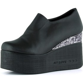 Resim Erkan Saçmacı Lumi Siyah Vegan Yuvarlak Burun Taşlı Gizli Dolgu Topuklu Günlük Ayakkabı Siyah 