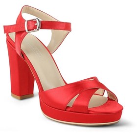 Resim KARVENSHOES Kadın Kırmızı Saten Platformlu Ayakkabı 6294 