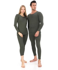 Resim Sauna Suit Unisex Kışlık Termal Içlik, Sıcak Tutan Pamuklu Yakmayan, Haki Termal Takım, Termal Fanila Iclik Haki 