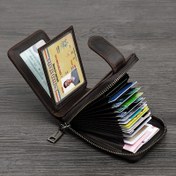 Resim LYTWLZK Erkekler için Vintage Retro İkinci Katmanlı Deri Kart Tutucu Cüzdan - Fermuarlı Kapatma, Çoklu Kart Yuvaları, Dayanıklı Siyah Deri ve Polyester Astarı ile Babalar Günü, Mezuniyet Hediyeleri İçin Mükemmel 