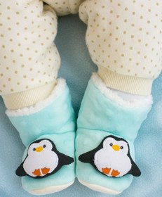 Resim Puppis Baby Penguen Erkek Bebek Panduf, Organik, Ilkadım, Kaydırmaz Taban, Terletmeyen 